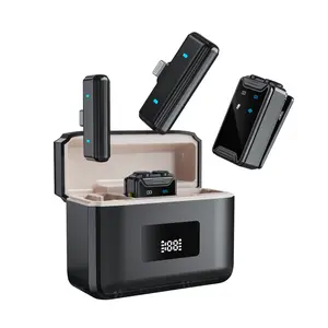 Wireless Lavalier Microphone with Digital Display Charging Case, Smart Noise Cancellation, Plug & Play Mini Clip-On Lapel Microphone for Video Recording, Teaching, Interviews, Podcasts and Live Streaming