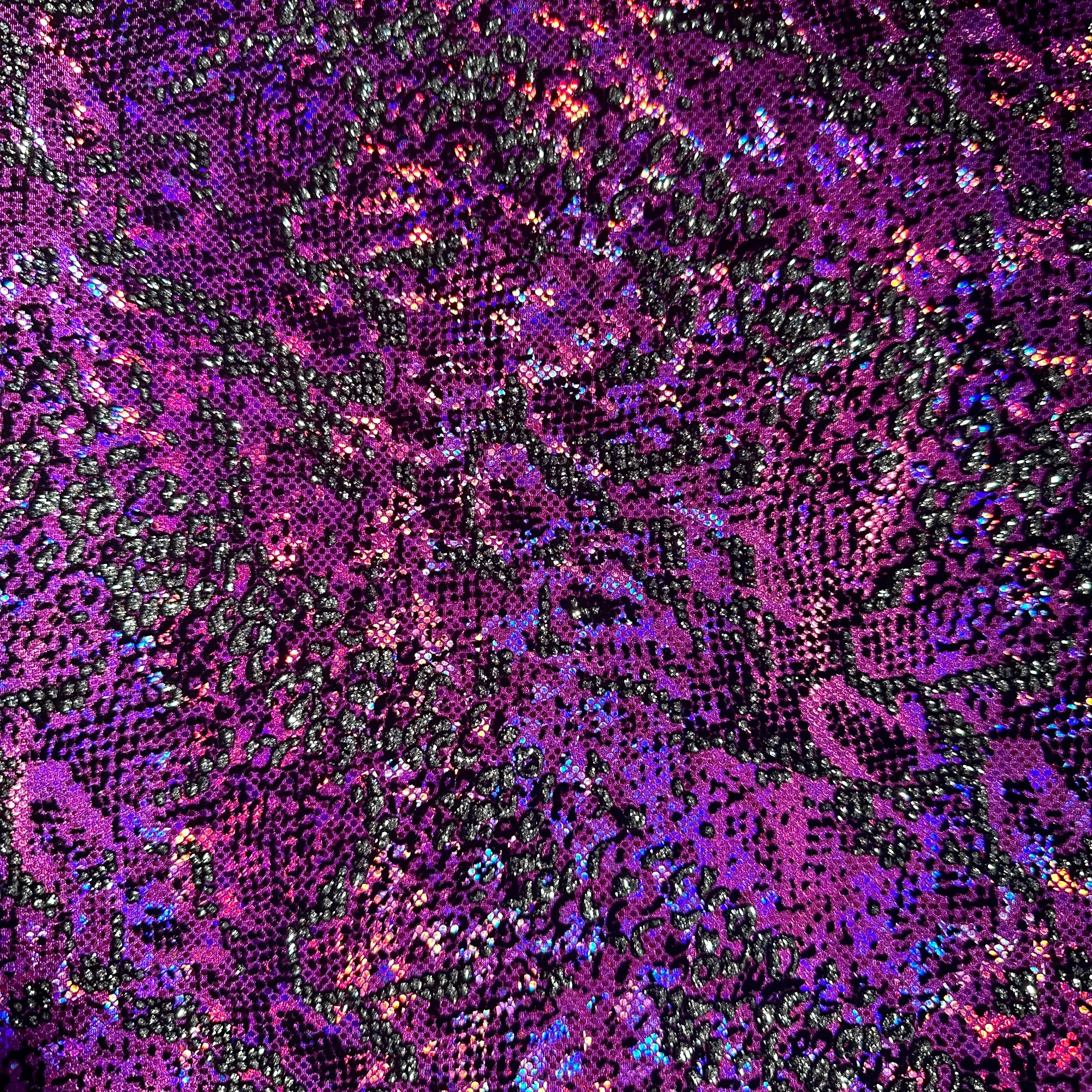 Elite Master Grade Nylon Hologram Snake Spandex Fabric with Glitter Accents - 290g/yd Stretch Dry Clean Only Dressmaking Material for Creators, Dancers by Spandex Palace, Animal Print Fabric By The Yard