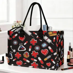 Medical Print Large Capacity Storage Bag, Super Size Organizer, Durable Handle, Space Saving Multi-Purpose, Ideal for School, Travel, Shopping