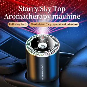 Smart Car Air Freshener, Car Fragrance, Rechargeable Car Aroma Diffuser with Starry Sky Light, Adjustable 3 Concentration Car Scent Diffuser, Car Interior Accessories