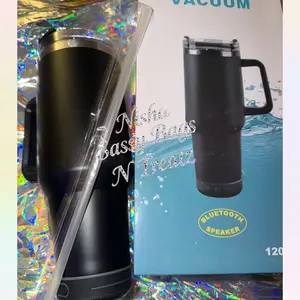 Black Bluetooth Speaker Tumbler Stainless Steel Cup with Wireless Charging & Drinkware  Washable Bottled tumbler