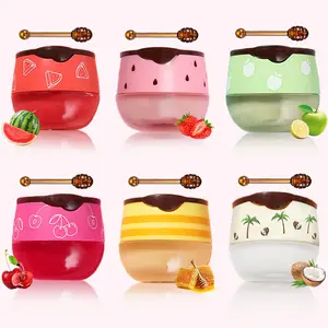 6-color set fruit lip mask and lipstick, hydrating lip balm, honey jar, cartoon heart and cloud lip mask, strawberry honey