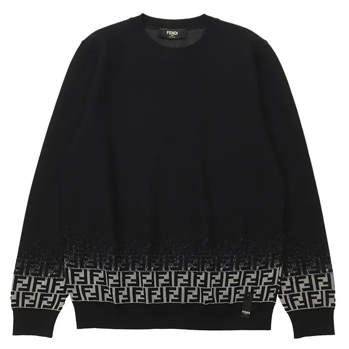 Pre-owned FENDI Wool Small Leather Goods Blend Knit Sweatshirt