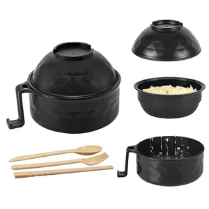 Microwave Ramen Cooker Set, Includes Chopsticks Spoon, Essential Dormitory Item, Apartment Living Must-Have, BPA Free, Bowl Set