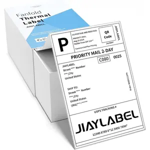 4x6 Thermal Shipping Label Mailing Stickers Paper for Thermal Label Printer USPS UPS Address Fanfold Big Packing White Color 500 Labels/Stack,1 Stack