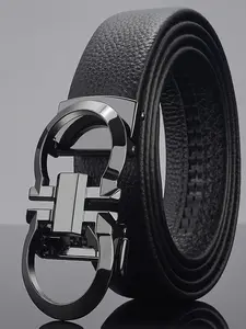 Men's PU Leather Belt with Automatic Buckle, Durable Alloy Waistband, Casual Style for All Seasons, Universal Fit for Men, Casual Modern Waistband, Casual Trendy Waistband