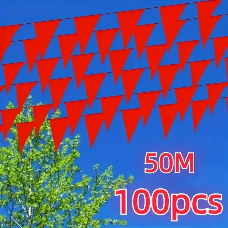 100pcs, Colorful/Red Handmade Fabric Bunting Flag For Birthday, Wedding, And Festival Decor Colorful Flag
