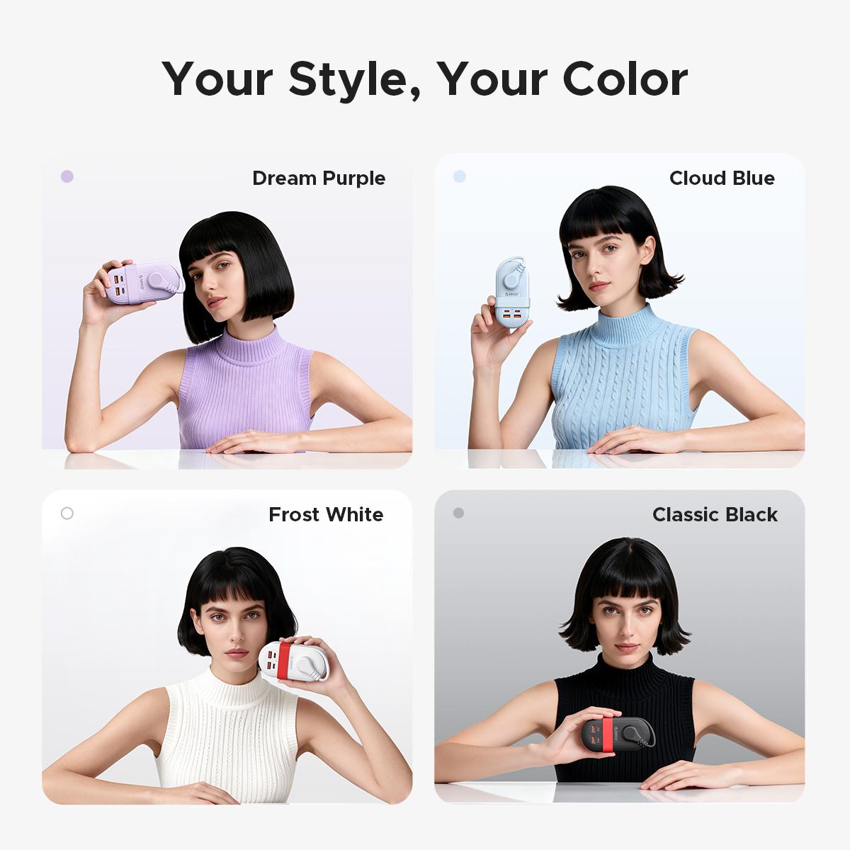 ORICO Upgraded 7-in-1 Travel Power Strip,2 Outlets & 4 USB Ports (2TYPE-C+2USB-A), 65W Fast Charging, Flat Plug，Compact for Cruise, Hotel, Dorm, and Travel Essentials- TK