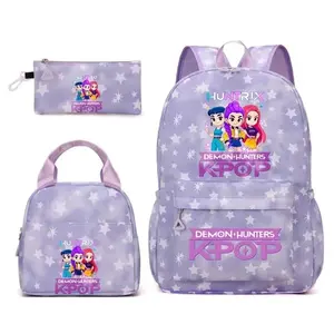 K-Pop Style 3-Piece Backpack Set for Teens & Students — Includes Backpack, Lunch Bag, and Pencil Case