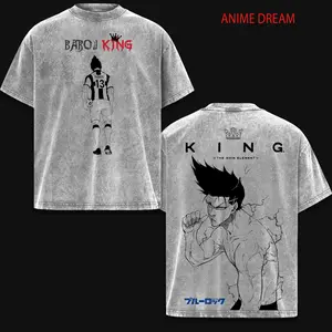 Shoei Barou Blue Lock Anime Double Printed Vintage Washed Tee Unisex Oversize Anime Manga Washed Heavyweight Cotton T-shirt, Gift For Anime Fan, Anime Lover