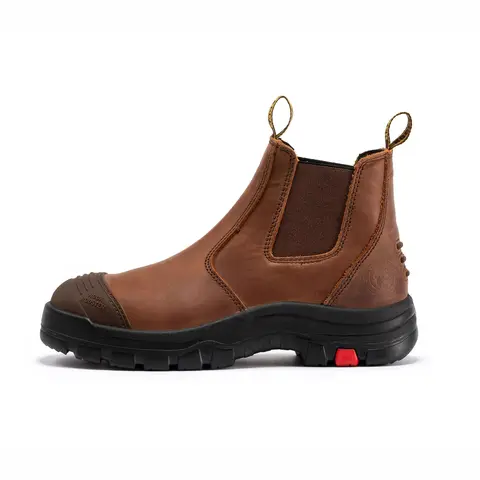 Rock Rooster Men's 6-in Tall Oiled Crazyhorse Leather Steel Toe Chelsea Work Boots - Wide, Slip-On Safety Work Footwear, Arch Support, Chemical Resistant, Heat Resistant up to 500°F, Antimicrobial, US 6 Brown, Soft Toe Option (AK224/AK224ST),outdoorfun