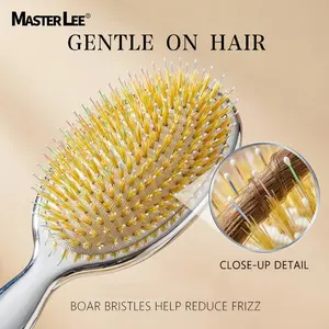 Pig Bristle Air Cushion Comb, Soft Hair Brush Tools for Detangling & Styling, Gentle on Scalp, Ideal for Daily Use, Women & Men, Boar