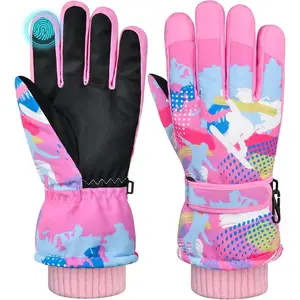 L-AE047   Kids Gloves Winter Girls Snow Gloves Boys with Touchscreen Waterproof Ski Winter Gloves Outdoors Warm for Children for 8-15 Years Old
