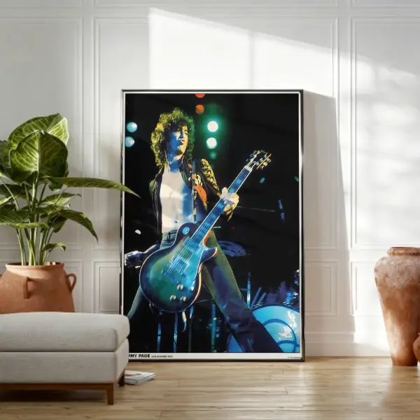 Classic Rock Guitarist Concert Poster Electric Guitar Live Performance Wall Art Vintage Stage Photography Canvas Print for Bedroom Music Room Studio Office Dorm Gift for Rock Fans
