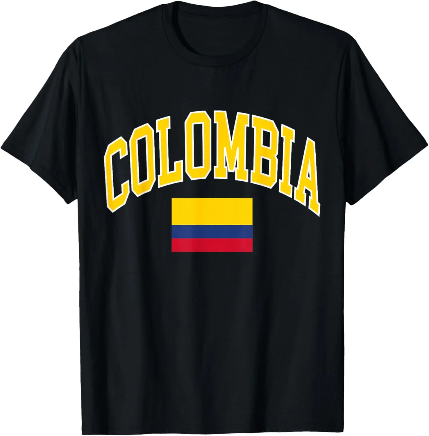 Unisex Casual T-Shirt with Vintage Colombia Flag Graphic, Distressed 100% Cotton Short Sleeve Streetwear Top