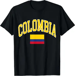 100%cotton Colombia Flag T-Shirt - Unisex-Kids, Black, Small, Short Sleeve