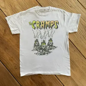 THE CRAMPS SKULL WHITE T-Shirt, Vacation Outfits Shirt, Unisex Vintage Graphic Tees Gothic Grunge Y2k Emo Scene Amity Affliction Style Clothes Men Women Streetwear