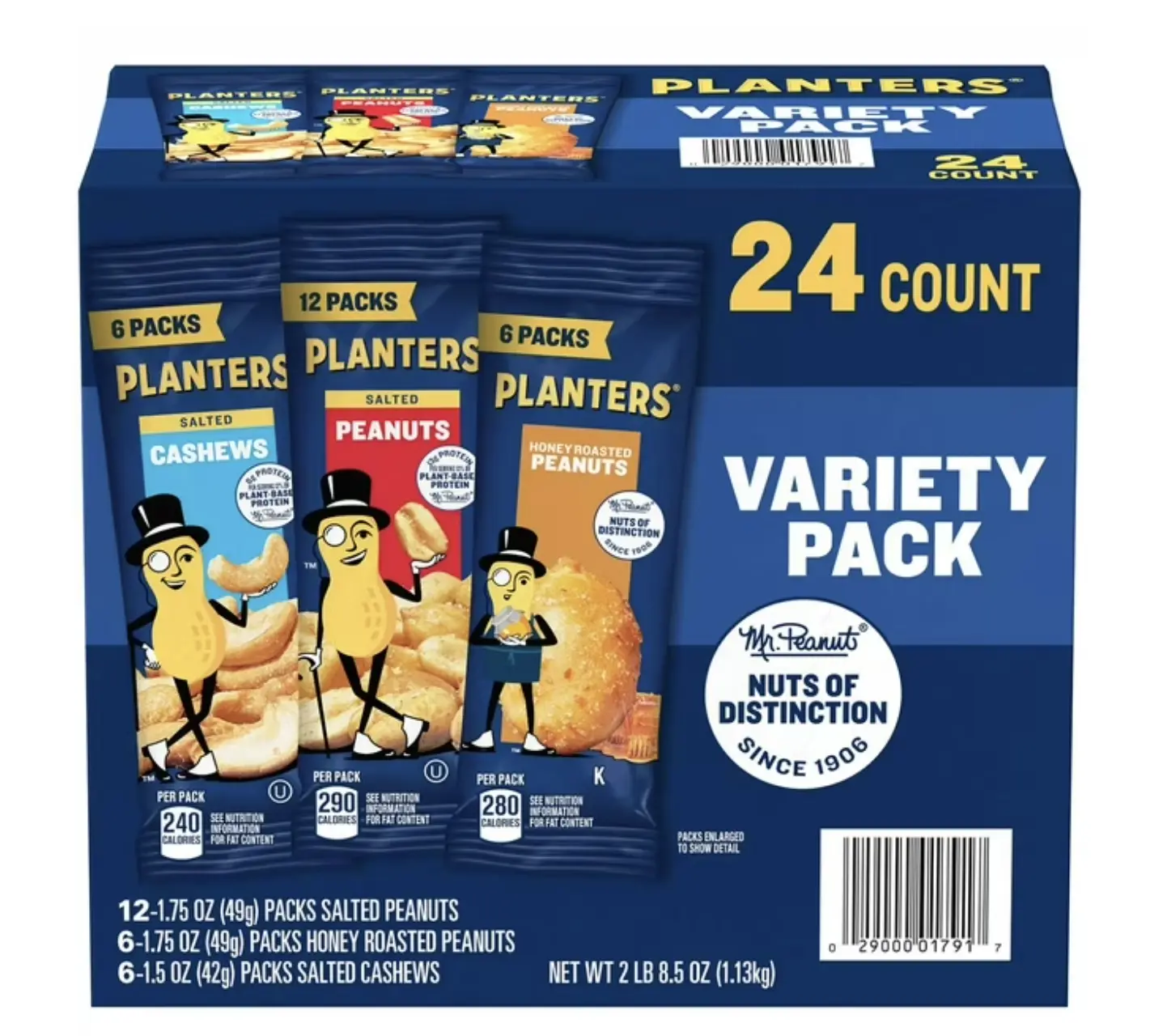 Planters Variety Pack Cashews & Peanuts, 24 pk.