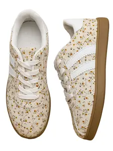 Women's Floral Trainer Shoes, Soft Sole Anti-Slip Breathable Retro Sneakers, Casual All-Season Footwear, Sizes 35-43, Couples' Shoes
