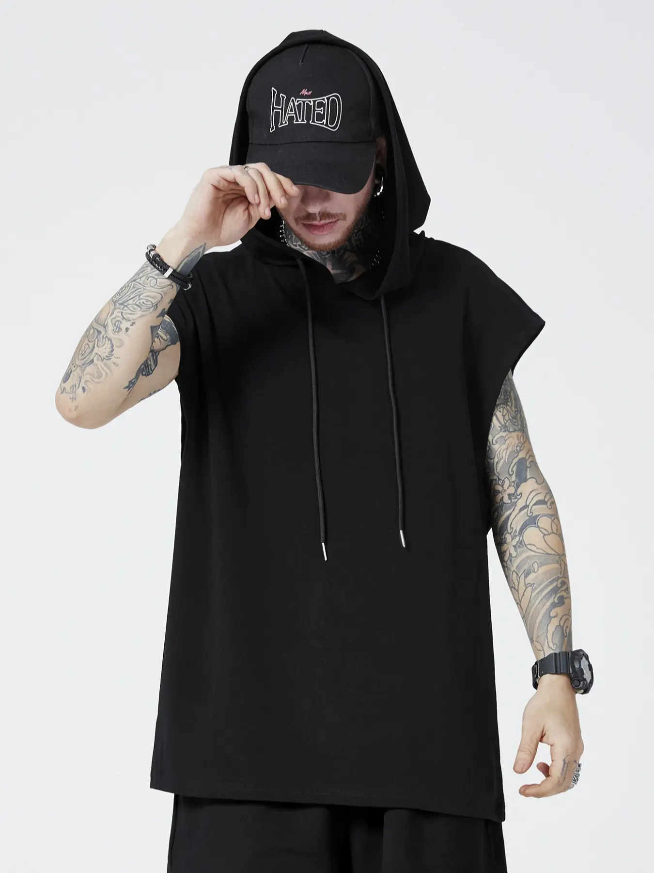 SALSATION サルセーション Sleeveless Hoodie S BSBL-SZN Sleeveless Youth Hoodie V3 - Pink Pinstripes - Baseball