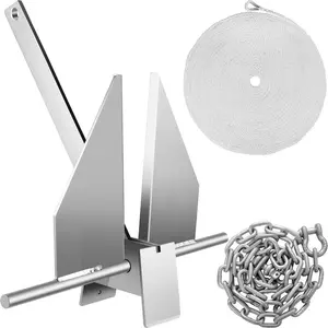 Boat Anchor Kit 8.5 lb Fluke Anchor, Dipped Galvanized Steel Fluke Anchor, Marine Anchor with Anchor, Rope, Shackles, Chain for Boat Mooring on The Beach, Boats from 15'-24'