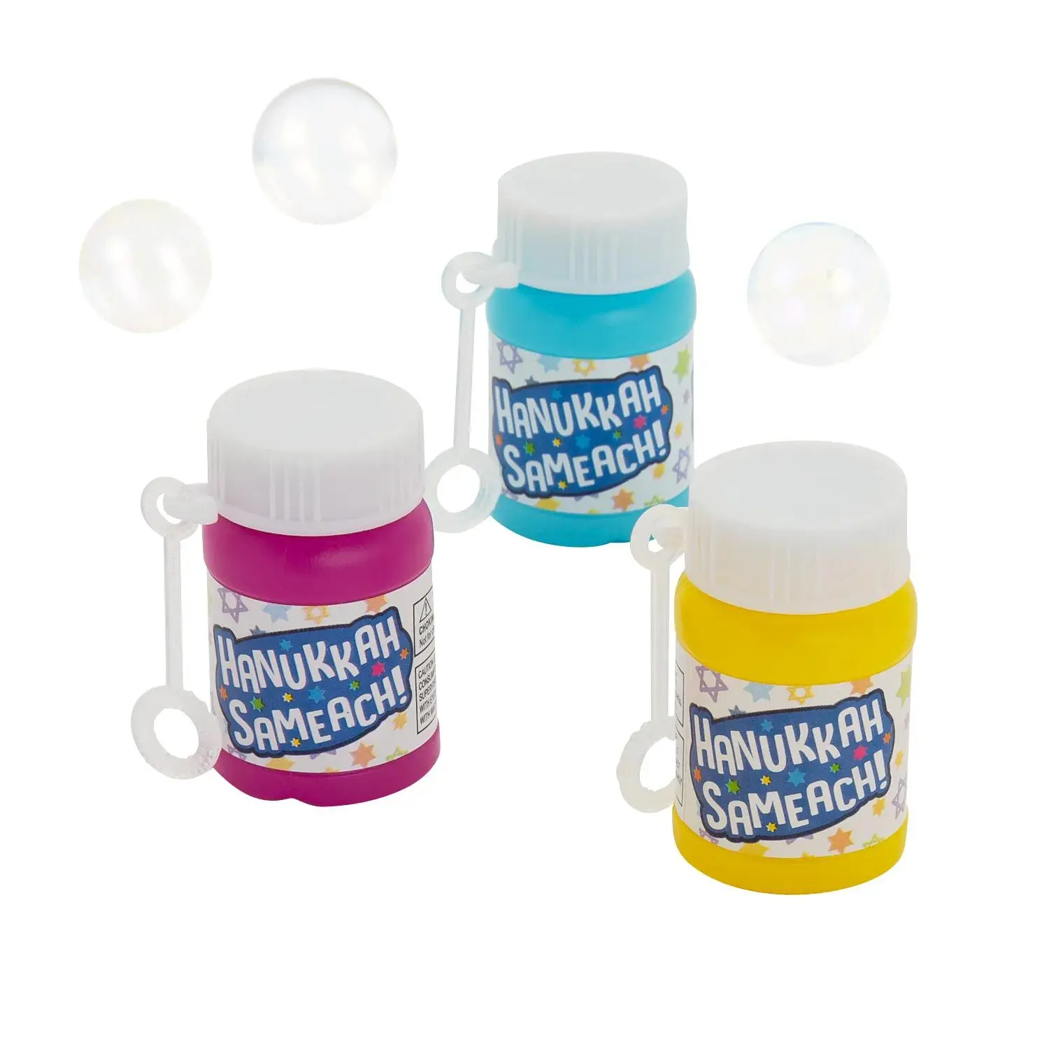 24 Pc. Mini Hanukkah Bubble Maker Set - Oriental Trading Company Party Favors, Includes Wand, Colorful Playful Bubble Liquid, Festival of Lights Toy, Plastic