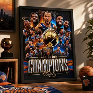 New York Knicks Champions Poster, 2026 NBA Finals Wall Art, Brunson KAT Anunoby Basketball Print, Knicks Gift