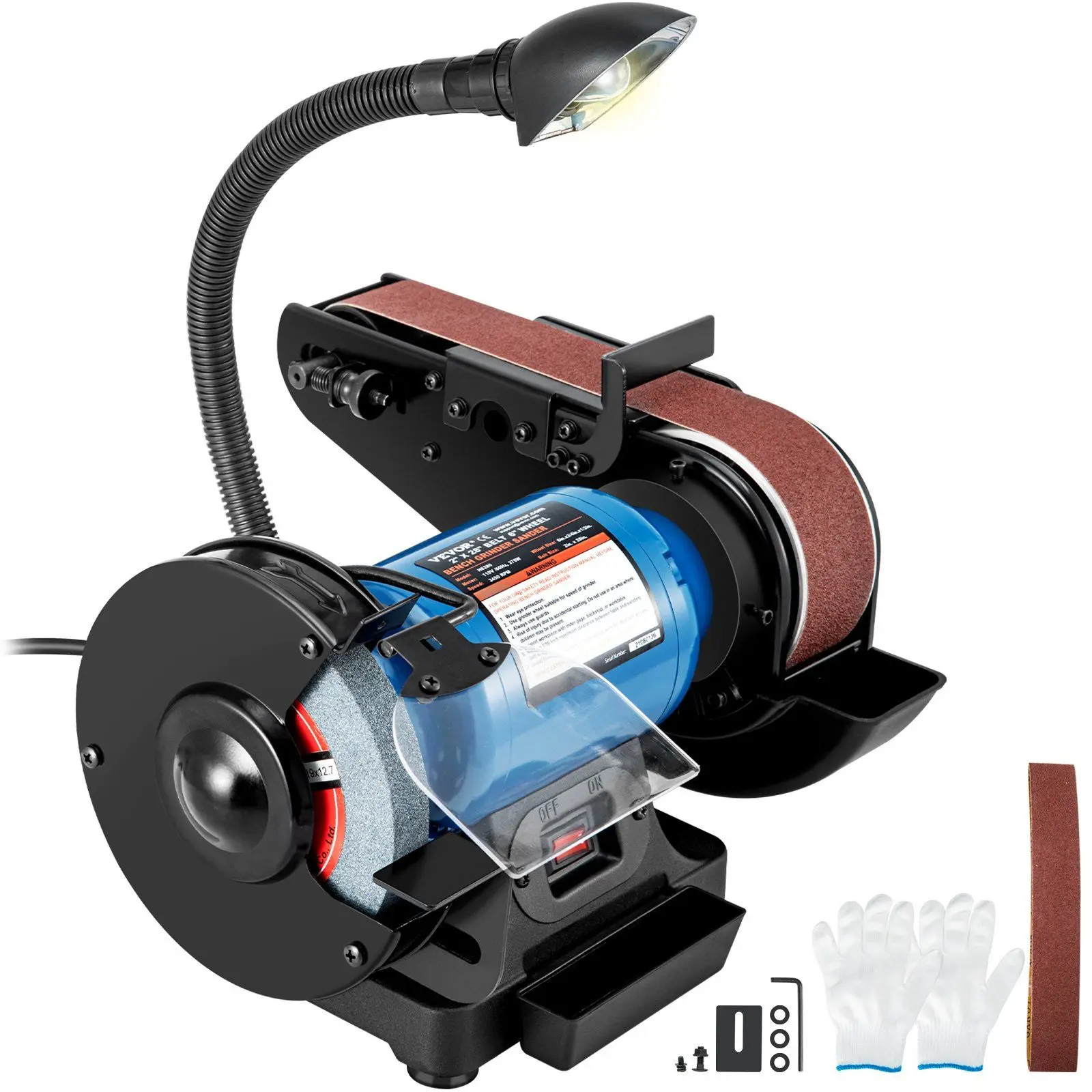 VEVOR 2" Belt Sander and 6" Disc Sander With Sturdy Base & LED Working Lamp
