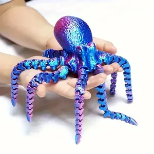 1pc 3D Printed Octopus, Laser Joint Movable Multi-color Statue, Decorative Figurines, Articulating figurines, For Home Decoration, Props, Fish Tank Decorations, Halloween Room Decorations