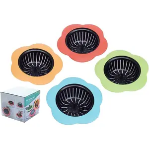 Kitchen Sink Strainer 4 Pack, Pouring Strainers Drain Filter Large Wide Rim 4.5" Diameter 4 Color