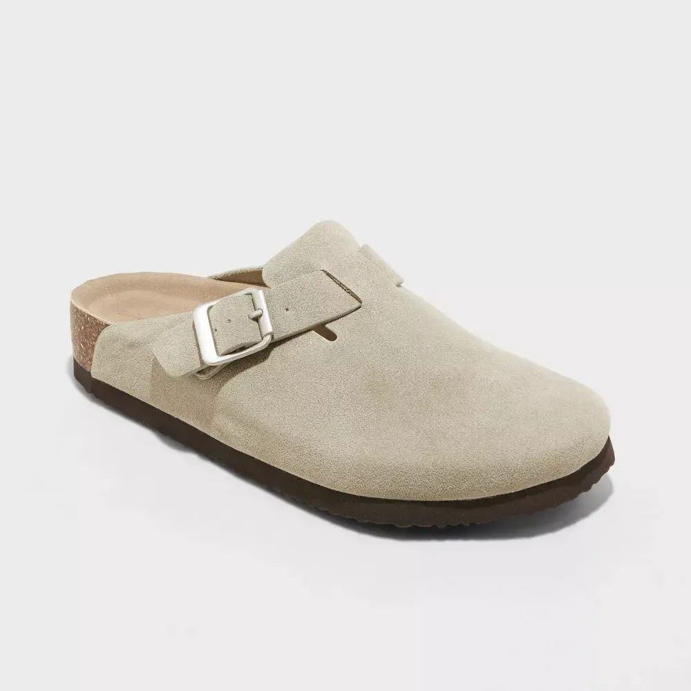 Women's Betsy Clog Mule Flats - Universal Thread Taupe 8: Slip-On Faux Leather Medium Width