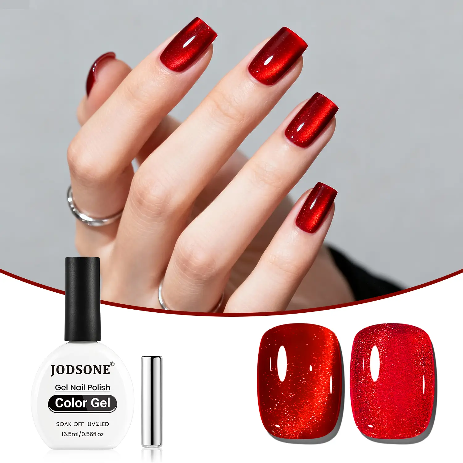 JODSONE 16.5ml Red Cat Eye Gel Polish Soak-Off LED Cure for Salon-Level Manicure DIY at Home JODSONE 16.5ml Red Cat Eye Gel Polish Soak-Off LED Cure for Salon-Level Manicure DIY at Home