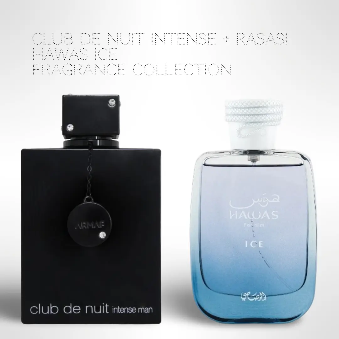 Armaf Club De Nuit Intense + Rasasi Hawas Ice 100ML (3.4 Oz) - Fragrance Collection Starter Pack Men's Hawas niche  fragrances, Fragrance Gift Bundle, Parfum Gift Set