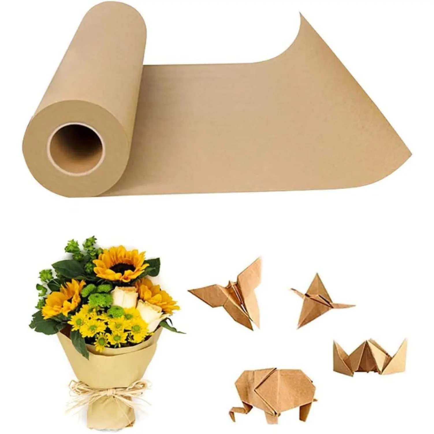 12 inch Kraft Paper Roll Recycled Natural Craft Paper Rolls Brown Wrapping Paper for Gift Wrapping, Packing, Shipping, Table Runner, Floor Covering, Arts and Crafts, 100ft