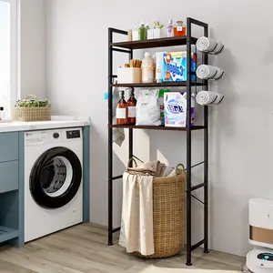 Over The Toilet Storage Rack 3 Tier Bathroom Organizer Shelf Over Toilet Freestanding Space Saver Toilet Stands Metal Wooden Decoration Decorative Fitting