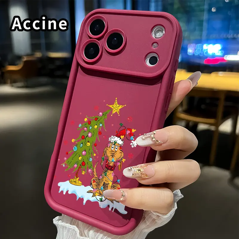 Phone Case for iPhone 17 Pro Max 16 15 14 Plus 13 12 Mini 11 XR X XS Air E Doggy Christmas Delight Pattern Shockproof Silicone TPU Bumper Drop Protection Cover Smartphone Casing