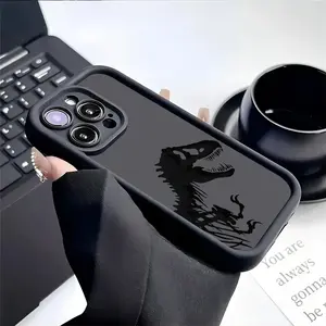 A Dinosaur Shadow Black Cool Phone Case, Suitable for iPhone 11/12/13/14 Pro/15 Pro Max/16 Plus/17 Air, Shockproof and Full Protection, Best Choice for Birthday, Holiday, Christmas, Halloween Gifts TY09