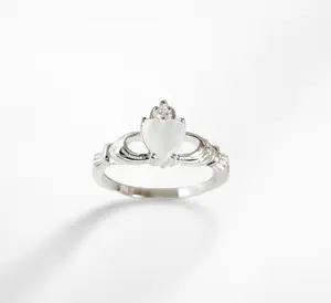 Sterling Silver Mother of Pearl Claddagh Ring