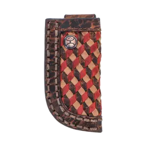 Hooey 'Cusa' Brown & Red Embossed Leather Knife Sheath HKS021-BRRD