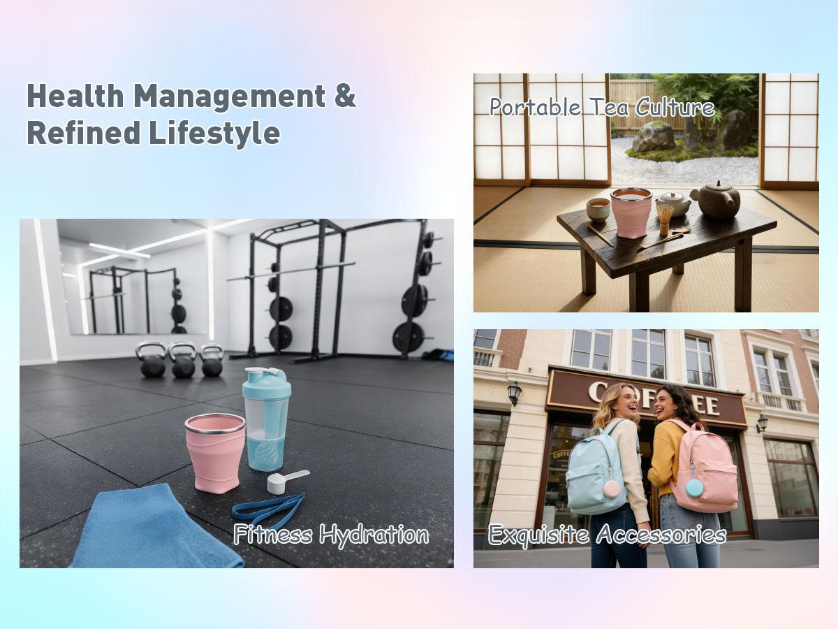 8.8oz Silicone Collapsible Travel Cup | Portable Foldable Cup with Dustproof Lid