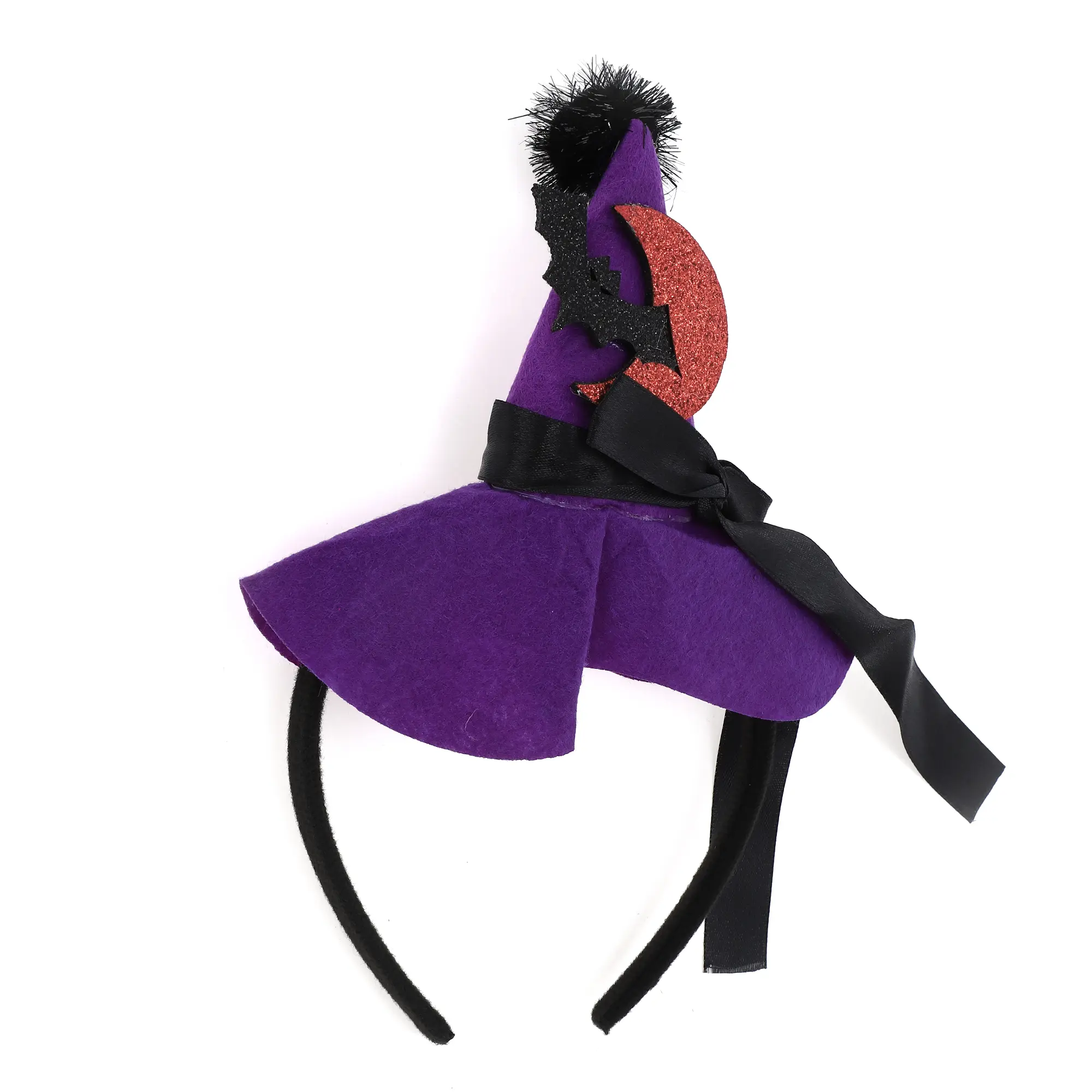 Unique Bargains Novelty Witch Hat Pattern Headband for Halloween Black Purple 1 Pc