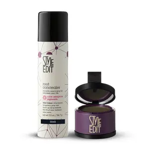 Style Edit Root Touch Up Kit | Root Concealer Spray and Root Touch Up Powder  | Temporary Hair Color for Gray Roots and Thinning Hair | Salon-Quality, Transfer-Resistant Hair Concealer | Brunette