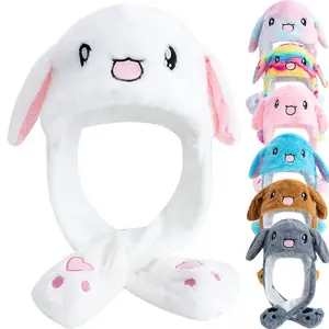 Hot Sale Cute Ear Moving Up Couple Cap Women Girls Funny Hat Rabbits Style Ears Plush Fur Winter Lovely Hat ﻿