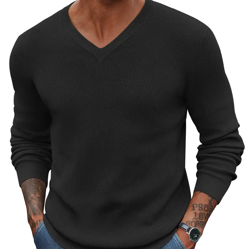 COOFANDY Men V Neck Dress Sweater Knit Long Sleeve Casual Slim Fit Pullover Sweater