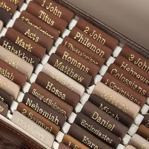 -Cloth  tabs, Tabs for Women and Men( Embossed Lettering) Large Print Stickers, Easy to Read and Apply, 66 Chapters Labels for Easy Navigation(Brown)