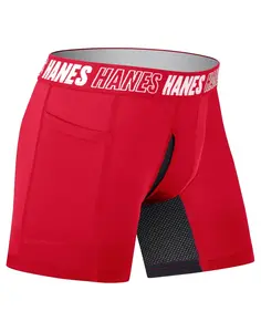 Hanes Moves Boys' Anti-Chafe Long Leg Boxer Brief Underwear, Assorted Colors, 6-Pack