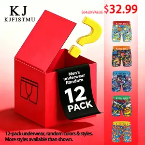 12 pcs KJFISTMU Men's Streetwear Mechanical Style Athletic Colorful Ribbon Briefs Soft Comfortable Breathable Mid-Rise Everyday Casual Value Pack Christmas Gifts