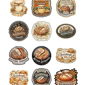 Sourdough 12 Pack Stickers 2 inches - Handmade Bread Hints