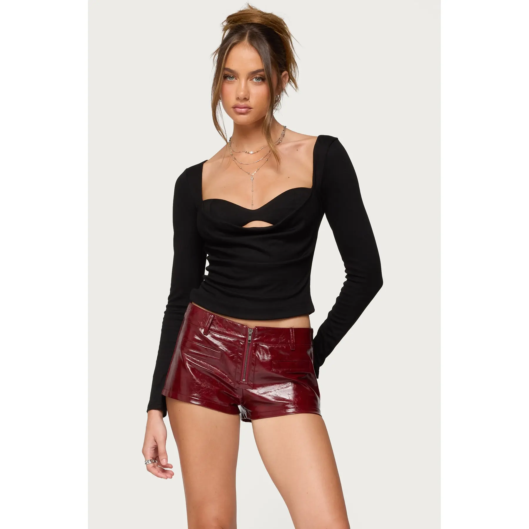 Oaklyn Layered Bra Cowl Neck Top