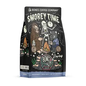 Bones Coffee Company S'morey Time, S'mores, and Graham Crackers Flavor, Made with Arabica Coffee Beans, Ground and Whole Coffee (12oz) Beverage Roast